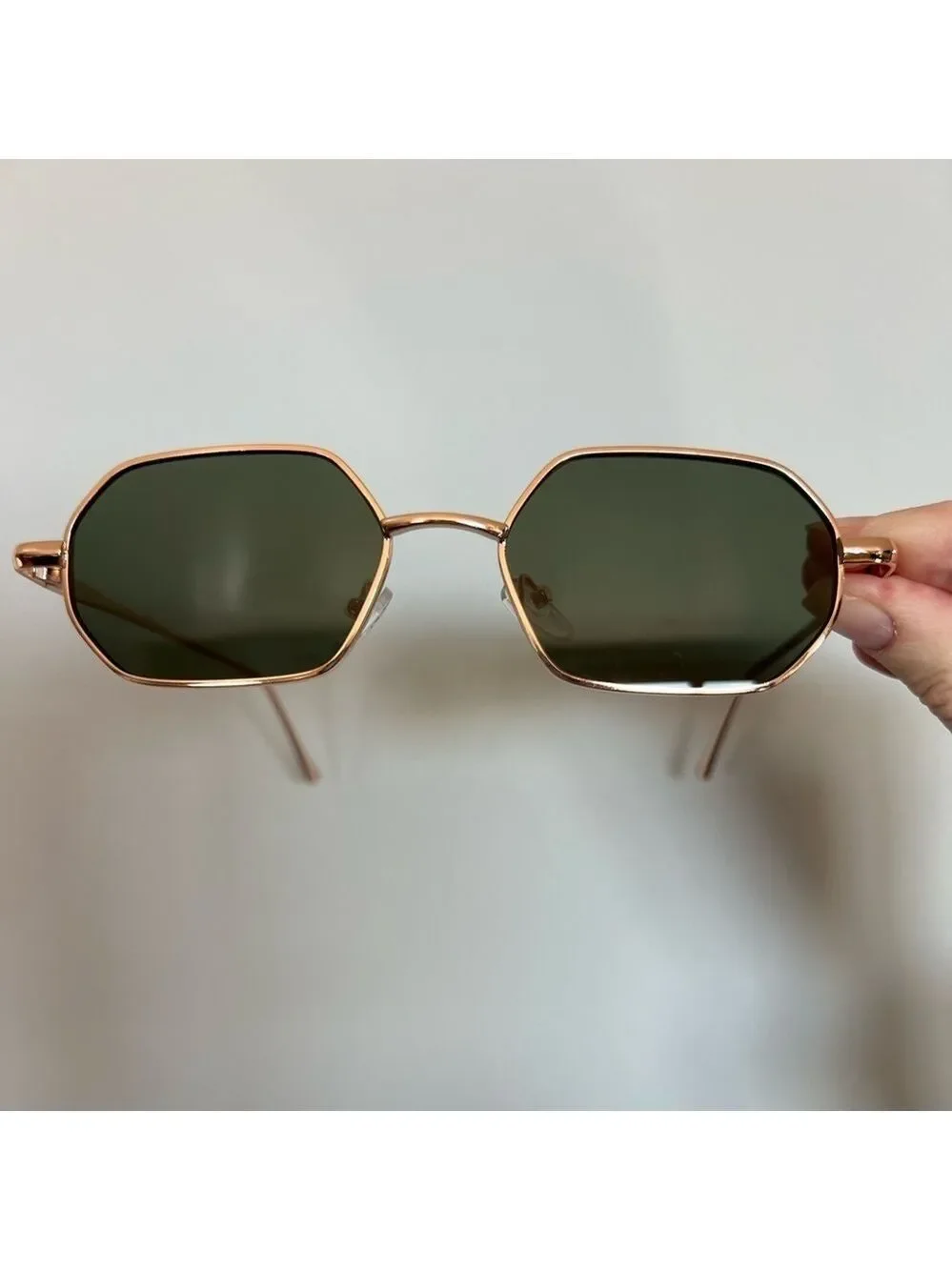 Hexagon Metal Rim Rose Gold Retro Vintage Sunglasses